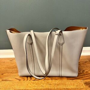 EUC Tory Burch Perry Triple Compartment Tote bag in Grey Heron